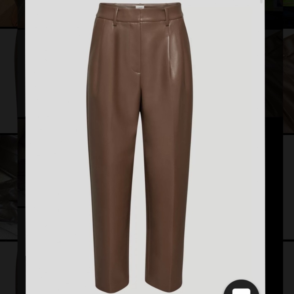 Aritzia Wilfred Carrot Pant -Vegan Leather Caramelized Walnut size 6